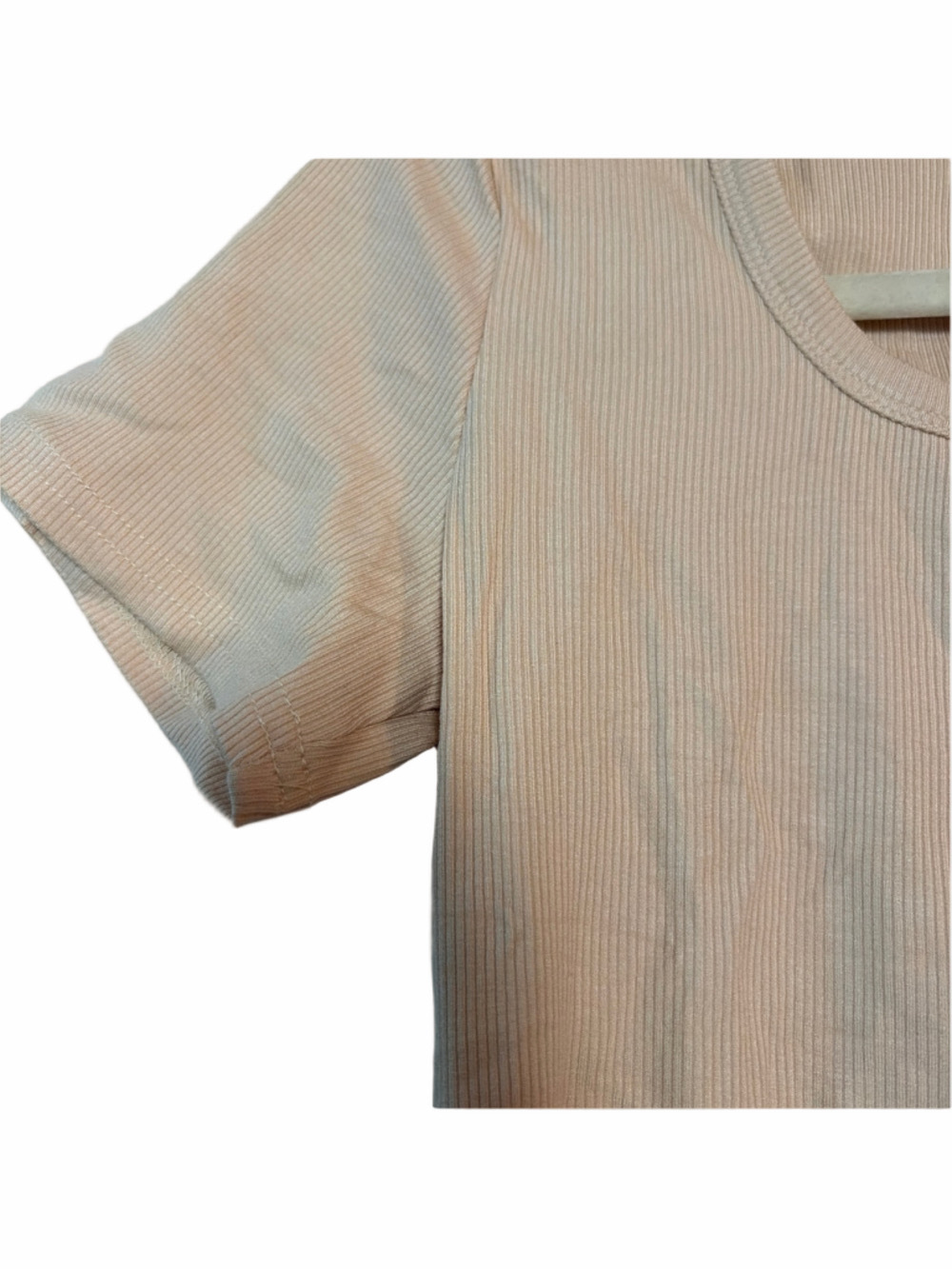 Beige Ribbed Stretch Blouse | NWT | Sz M - Picture 3 of 4
